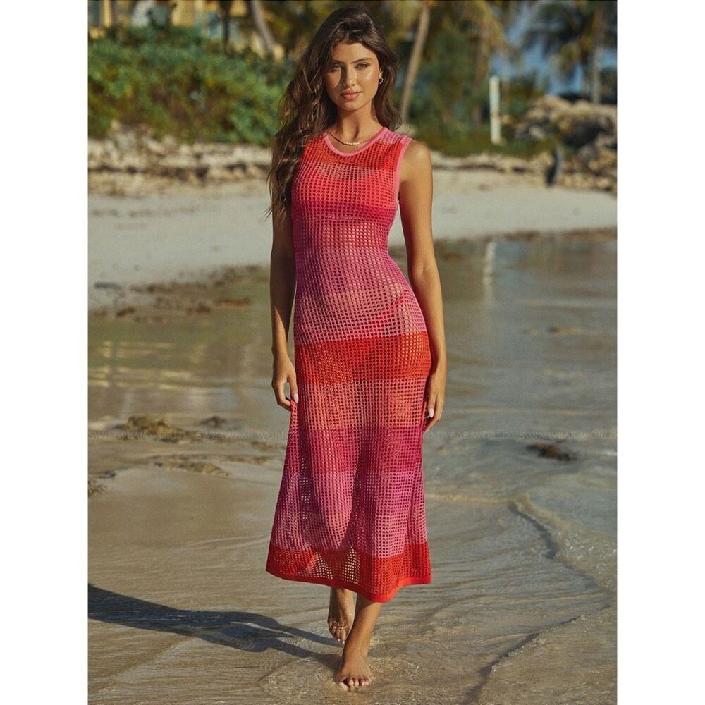 PQ Swim Shiloh Crochet Cover-Up Midi Dress Size M/L